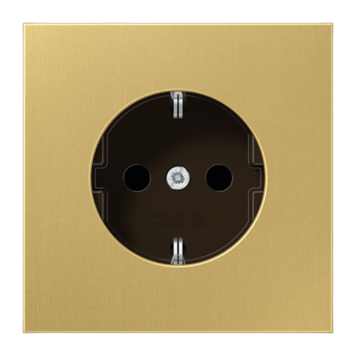 Розетка JUNG LS METAL, скрытый монтаж, с заземлением, латунь