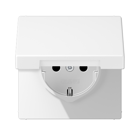 JUNG LS 990 Белый матовый Розетка с крышкой, винтовой зажим, SCHUKO